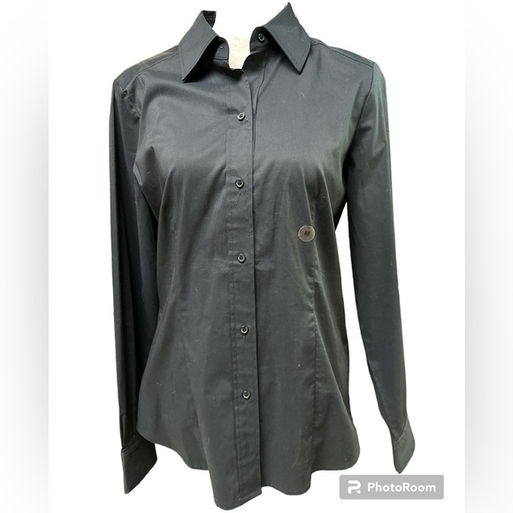 New York & Company Stretch Black Long sleeved Button-down Blouse NWT Med - Picture 1 of 8